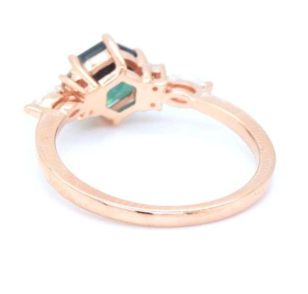 10kt Lab grown Alexandrite, Moonstone and diamond accent ring