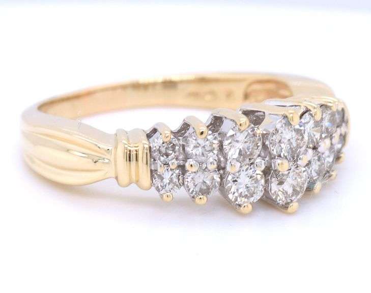 14kt Yellow gold 1.50ctw double row diamond band