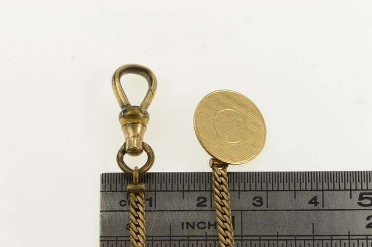 1940's Pinstripe Button Curb Link Vintage Pocket Watch Chain