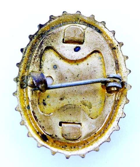 Early Handpainted Lourdes under Bubble Glass Pin