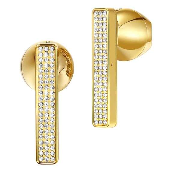 Gold Earphones with Diamond Inlay