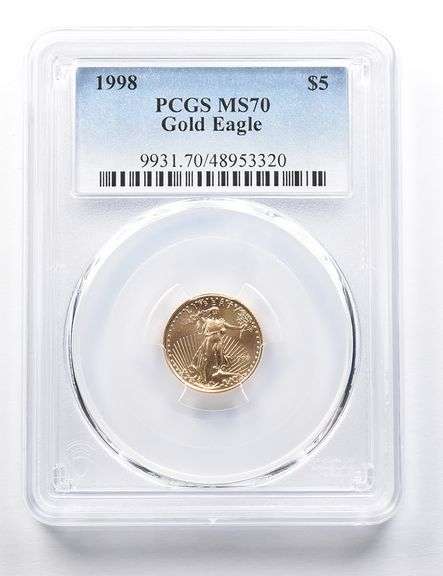 1998 $5 American Gold Eagle 1/10 Oz Gold MS70 PCGS