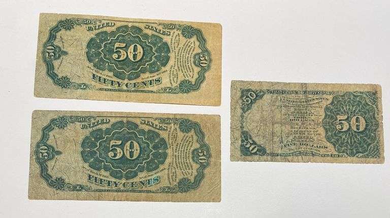 3 50 Cent Fractional Currency Notes