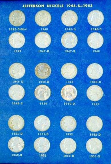 Very Nice Album of 71 Jefferson Nickels 1938-1964-D w/War Nickels