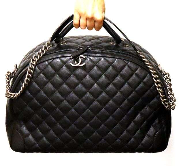 CHANEL Airline Round Trip Bowling Black Shoulder Bag W/ Card