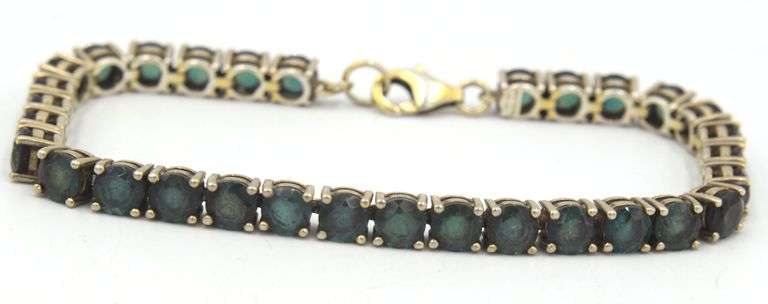 Vintage 925 sterling silver round brilliant cut cubic zirconia tennis bracelet