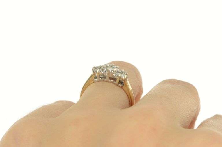 14K Yellow Gold 0.50 Ctw Diamond Flower Cluster Engagement Ring