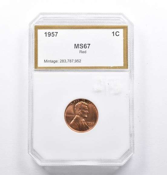 MS67 Red 1957 Lincoln Wheat Cent PCI