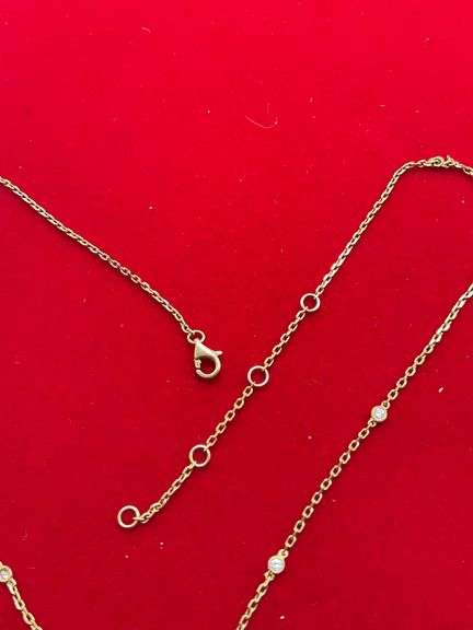 BRAND NEW 14K YELLOW GOLD DIAMOND STATION NECKLACE