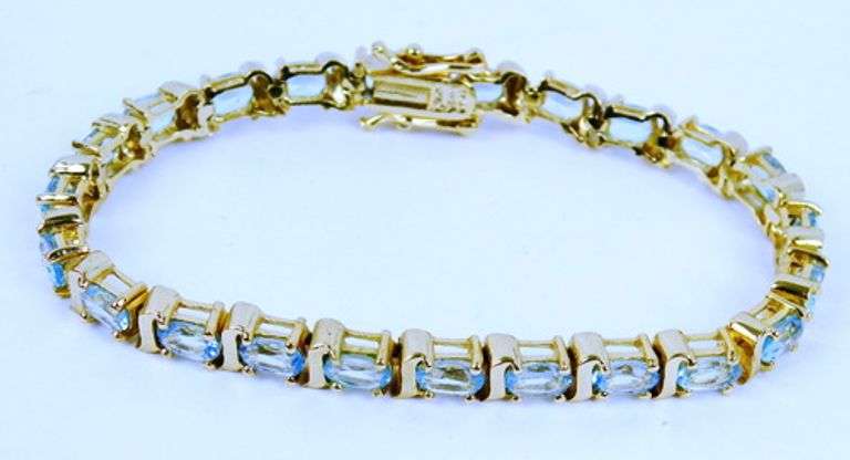 Sterling Vermeil Blue Topaz Tennis Bracelet