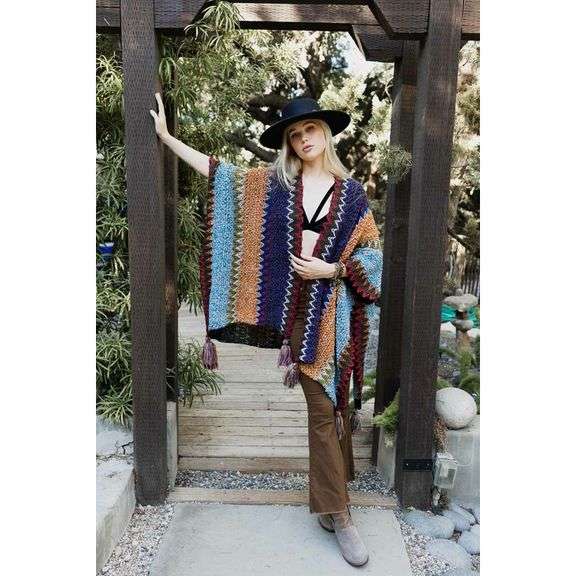 Bohemian Crochet Patterned Ruana