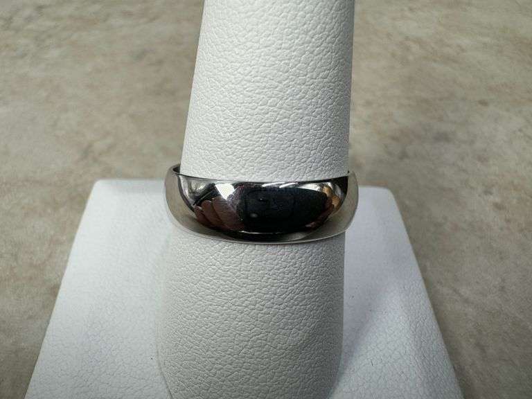 14k White Solid Gold 6mm Comfort Fit Domed Plain Men's Women's Wedding Band Size 10