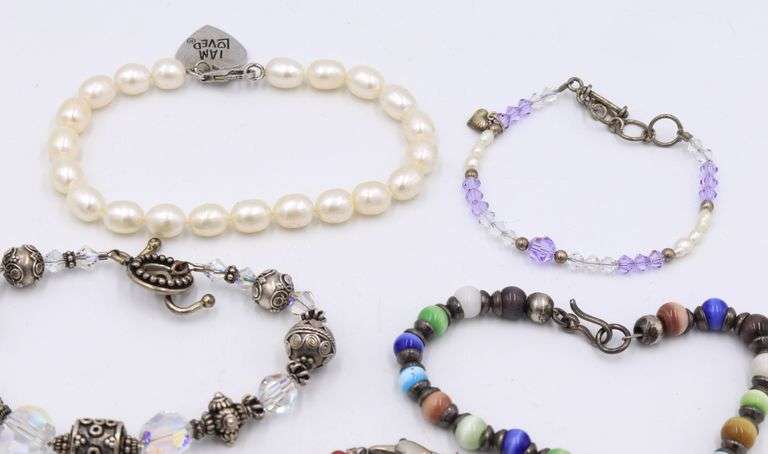 Group lot of vintage 925 sterling silver bracelets