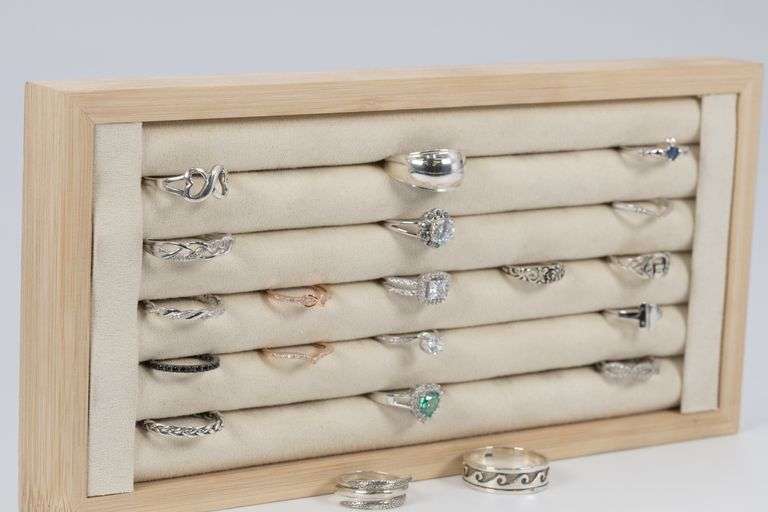 .925 Sterling Silver Curated Ring Set 20 RIng Lot Various Sizes & Styles