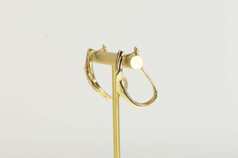 10K Yellow Gold 2.20 Ctw Natural Ruby Diamond Oval Hoop Earrings