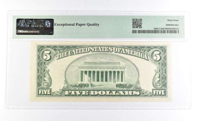 PMG64 ChoiceUnc EPQ 1950D $5 Philadelphia FRN Green Seal Fr#1965-C