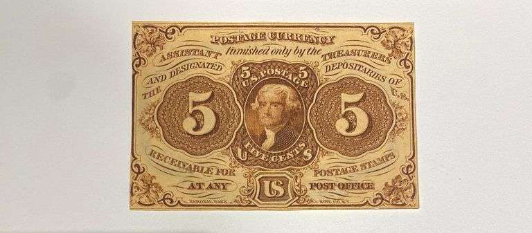 Choice Near  Unc 5 Cent Fractional Currency Note. Fr 1231