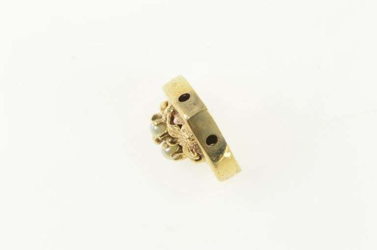 14K Yellow Gold Pearl Bouquet Heart Slide Bracelet Charm/Pendant