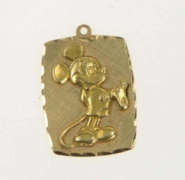 14K Yellow Gold Ornate Vintage Mickey Mouse Disney Charm/Pendant