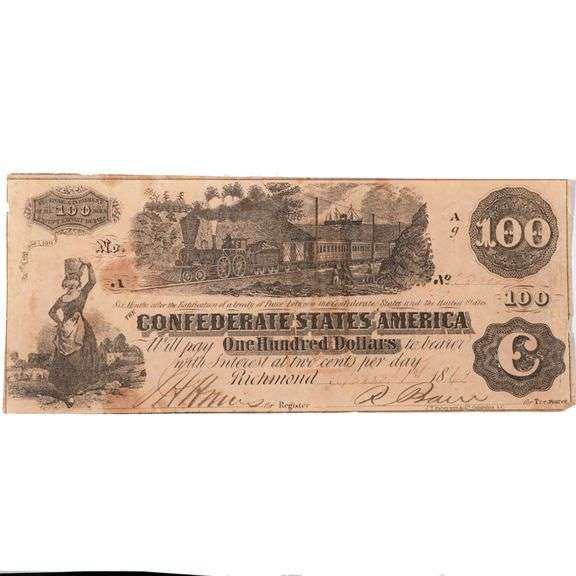 $100 Aug 11 1862 Confederate Note