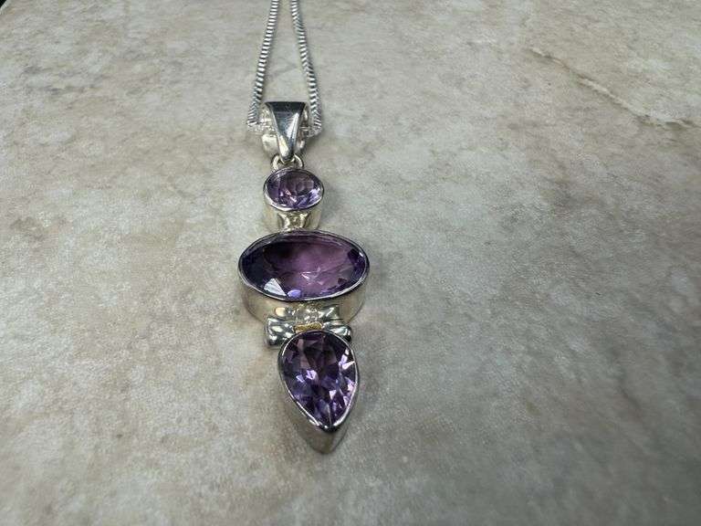 Sterling Silver Genuine Amethyst Pendant