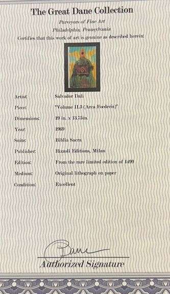 Highly Collectible and Rare Salvador Dali Original Llithograph from the  'Biblia Sacra' Suite
