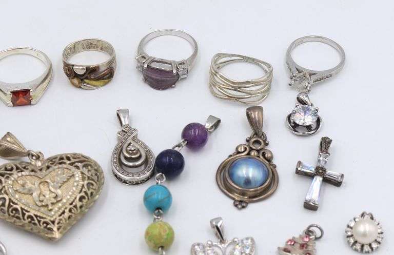 Group lot of vintage 925 sterling silver mis jewelry