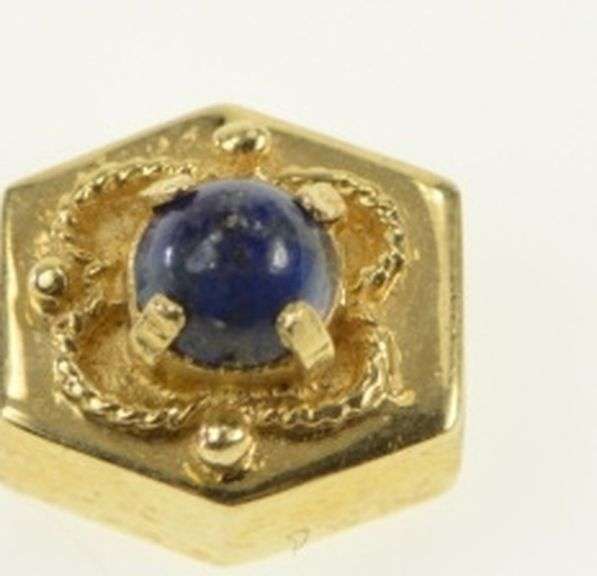 14K Yellow Gold Lapis Lazuli Vintage Slide Bracelet Charm/Pendant