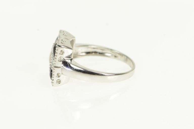 14K White Gold Square Diamond Black Onyx Mother of Pearl Ring