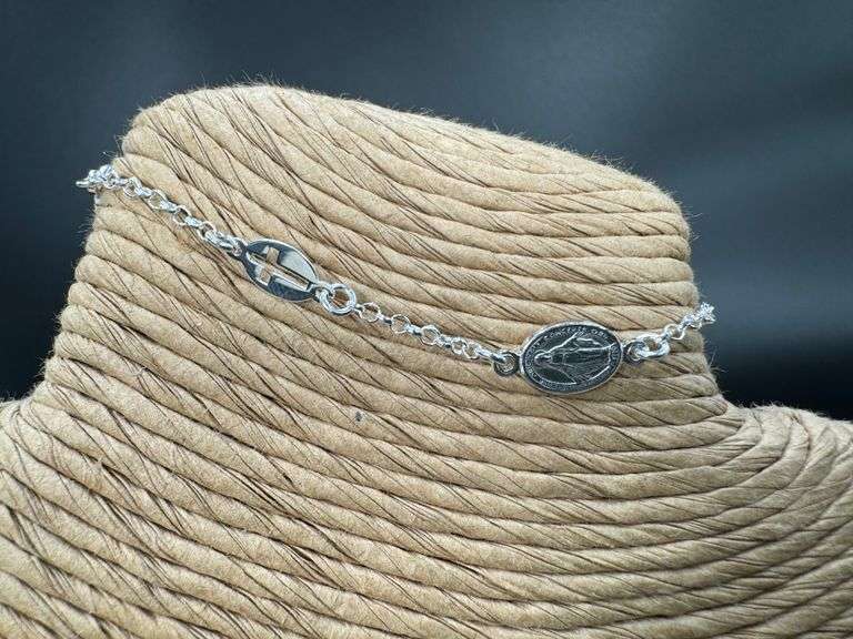 925 Sterling Silver Cross & Virgin Mary Bracelet Catholic Jewelry