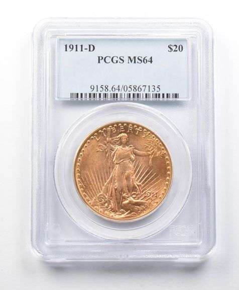 MS64 1911-D $20 Saint-Gaudens Gold Double Eagle PCGS