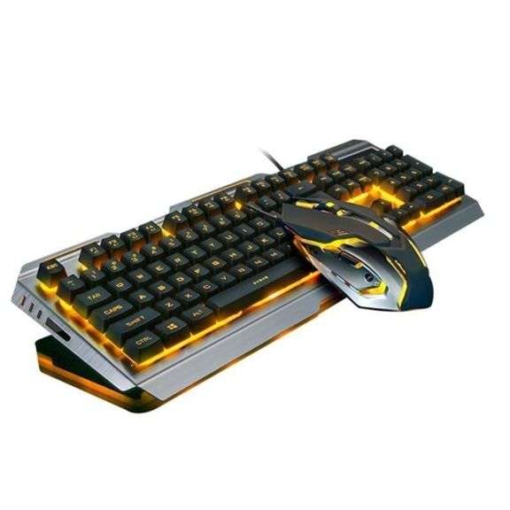 Collectors Edition Gold Metal Frame Keyboard and Mouse Set