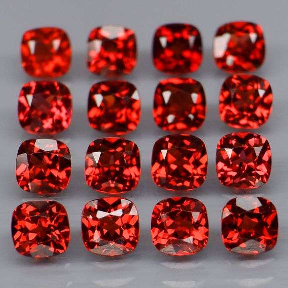 Glorious 6.75ct cushion cut cherry red Garnet set