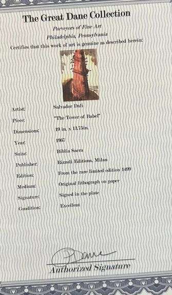 Highly Collectible and Rare Salvador Dali Original Llithograph from the 'Biblia Sacra' Suite