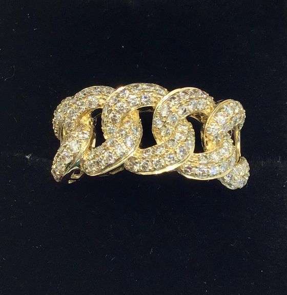 GORGEOUS 14K YELLOW GOLD CUBAN LINK MEN’S DIAMOND RING