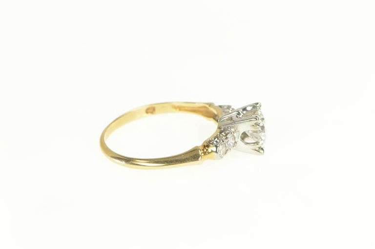 14K Yellow Gold 0.80 Ctw 1940's Diamond Classic Engagement Ring