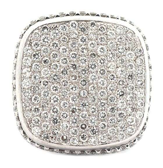 2.00ctw Pave Diamond Cushion Shaped Cocktail Ring in 14K