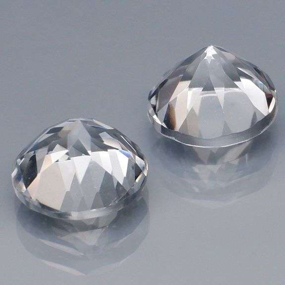 Superb 6.82ct high fire 9mm diamond white Topaz pair