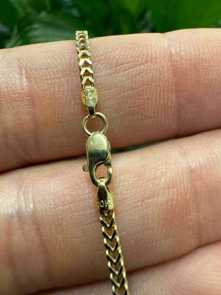 10k Yellow Gold-Hollow Franco Wheat Rope Chain 1.85mm Necklace 18"