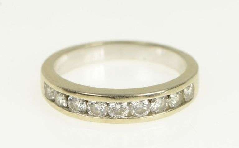 14K White Gold 1.00 Ctw Diamond Classic Wedding Band Ring
