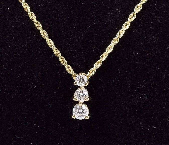 Dazzling 14K Yellow Gold  Pendant Necklace with Diamond Gemstones
