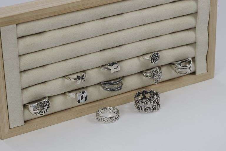 Sterling Silver Curated Ring Assortment Various Sizes & Styles (10 Ring Lot)