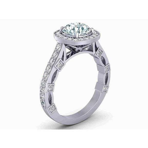 14 Kt White Gold Plated 3 Ct Ice Blue Fire Moissanite Ring