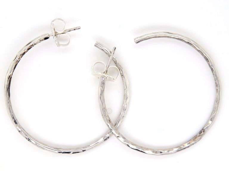 Ippolita silver hammered hoop earrings in 925 sterling silver