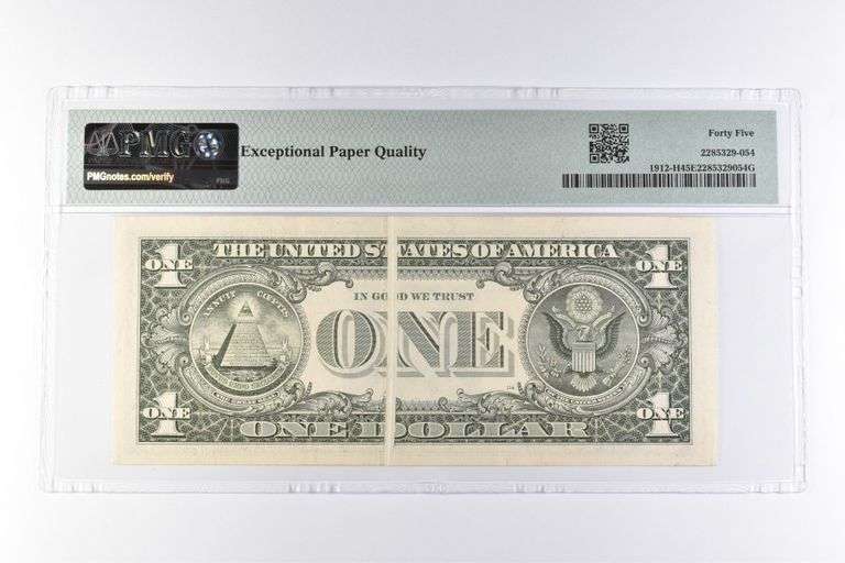 PMG45 Choice EF EPQ $1 1981A FRN St Louis Fr#1912-H Gutter Fold Err.