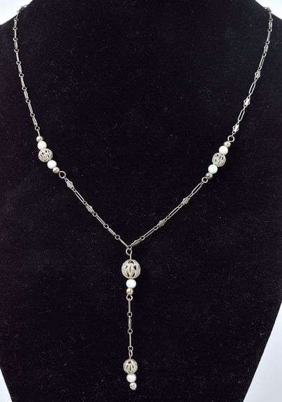 Perfect Sterling Silver Pearl Festoon Necklace