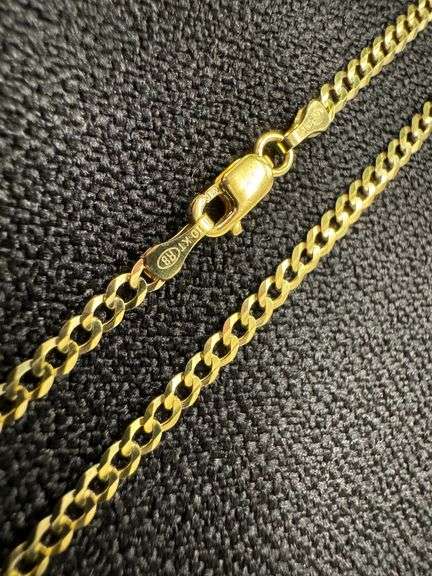 10k Yellow Gold Solid Curb Chain 3.2mm Link Necklace 18"