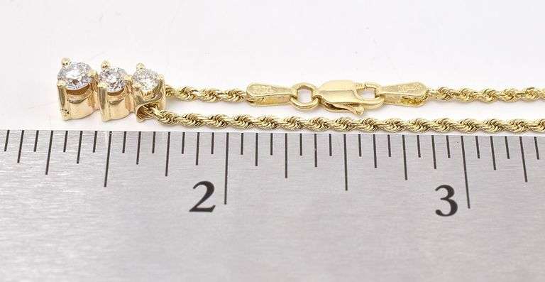 Dazzling 14K Yellow Gold  Pendant Necklace with Diamond Gemstones