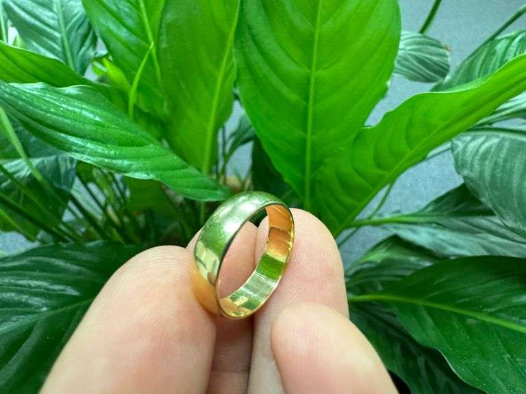 14k Yellow Solid Gold 5mm Domed Plain Men's Women's Wedding Band Size 12