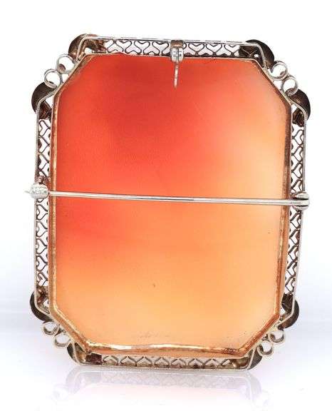 14kt White gold Shell Cameo pendant pin